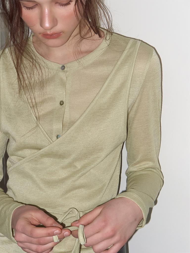ETMON Wrap Cardigan T-Shirt, Light Green