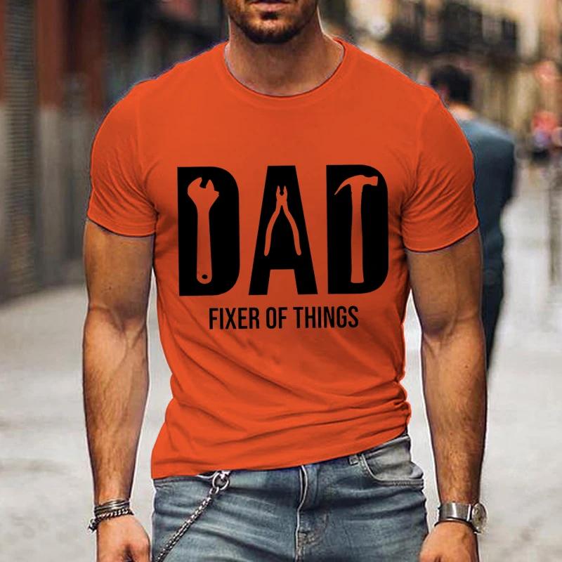 Funny Dad Birthday Shirt,Fixer of Things Shirt Men Tshirt Hip Hop Tops Summer Street T Shirt Oversize Short Sleeve New Dad Shirt