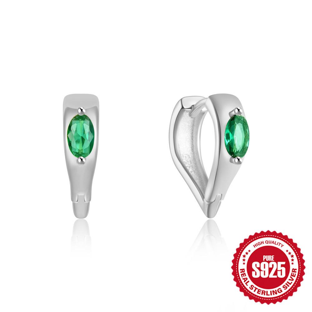 French Simple S925 Silver Fashion Temperament High-End Light Luxury Colored Treasure Stud Earrings Irregular Ear Buckles