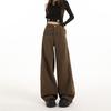 Maillard Coffee Retro Wide-leg Jeans Women's Spring New High-waisted and Thin Loose Scimitar Pants Mopping Pants