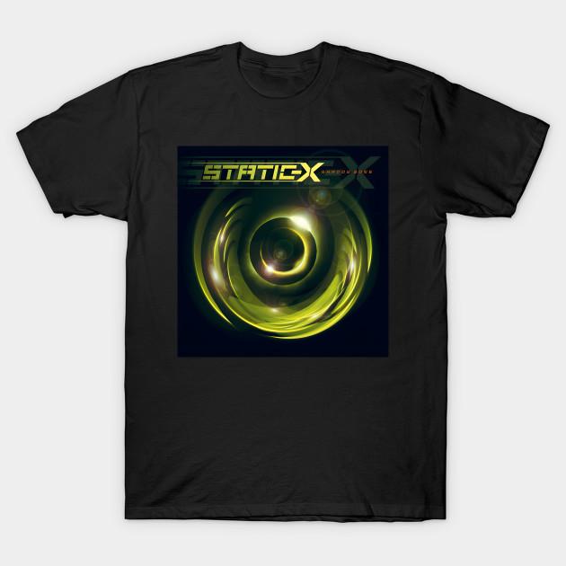 Men Black Print T-shirt Static-X // Shadow Zone No-Cut Transfer Paper Print Cotton Tshirt M чёрный