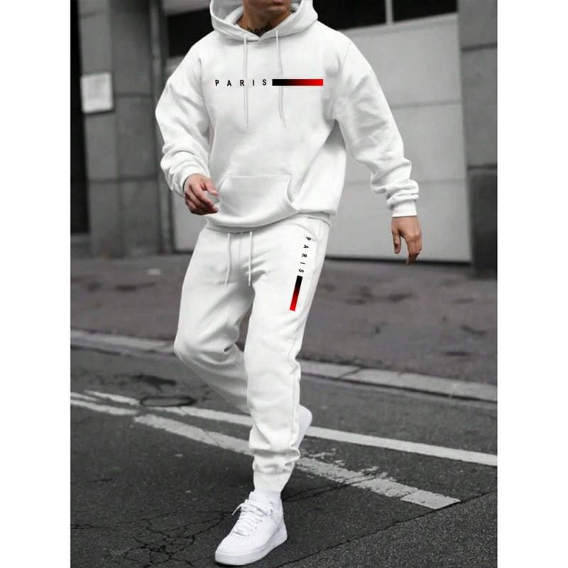 Mens Hooded Oversized Cotton Blend Sweatshirt Set Long Sleeve Top Pants Casual Sportwear