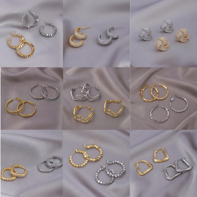 Elegantní náušnice s jehličkou ze stříbra 925: Všestranné francouzské kruhy v měděné barvě s více styly pro sofistikovaný vzhled