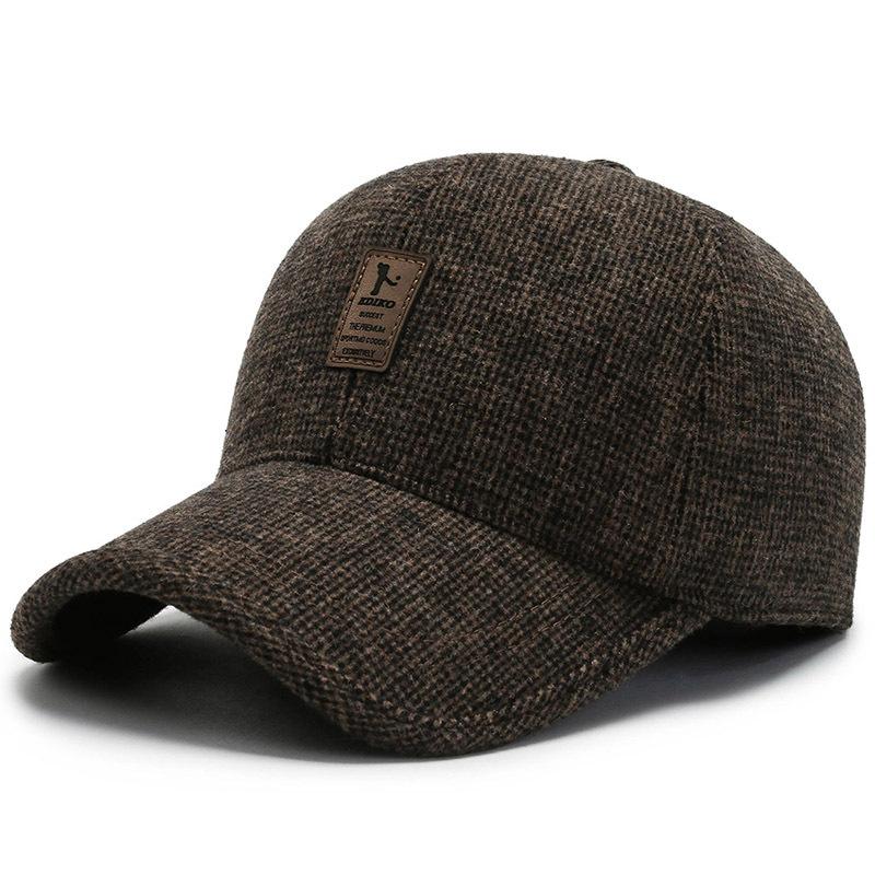 

New fashion men s winter hat, ear protection cap, winter baseball cap, trendy warm woolen hat Adjustable темно-коричневого