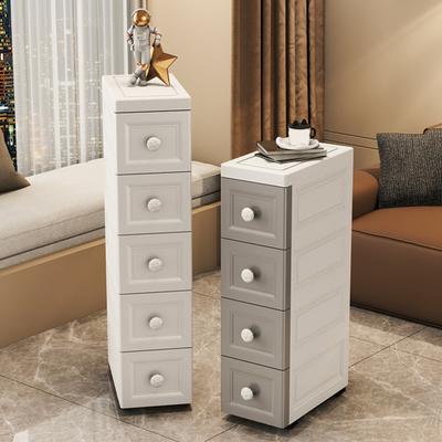 Slim Storage Cabinet Multi-Tier Tall Narrow Storage Cabinet with Wheels Drawers Rolling