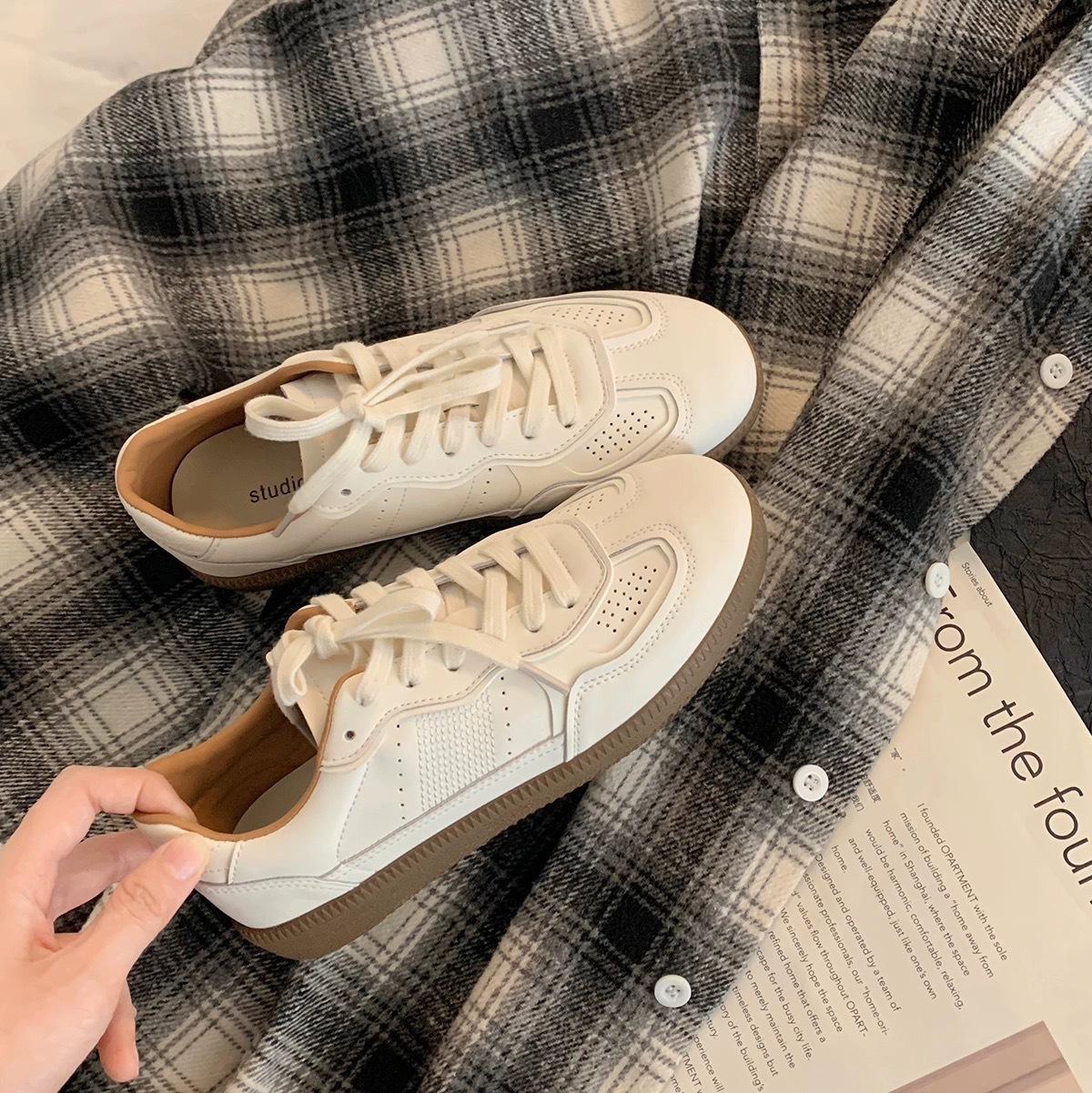 

Sheepskin version of grape mother summer new Houston academy style retro versatile breathable leather surface casual moral training shoes women 40