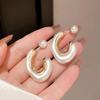 White Pearl C-shaped Women's Dangle Earrings Small Imitation Pearl Beads Studs Korean Fashion Elegant Geometry Drop Earrings