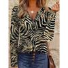 Women's Elegant Printed Zipper Long-sleeved Top, Stylish and Versatile for Autumn and Winter Casual and Office Wear, Machine Washable