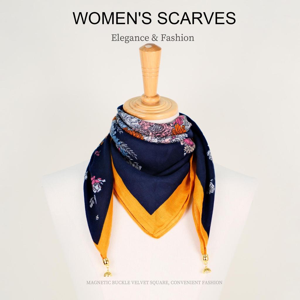 Golden Bean Magnetic Buckle Scarf – Fashionable Cotton & Linen Shawl for Mothers