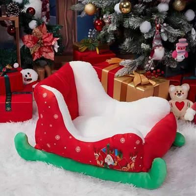 Christmas Sleigh Pet Bed Winter Puppy Kitten Warming Cushion Pets Deep Sleeping Nest For Indoor Bedroom Living Room