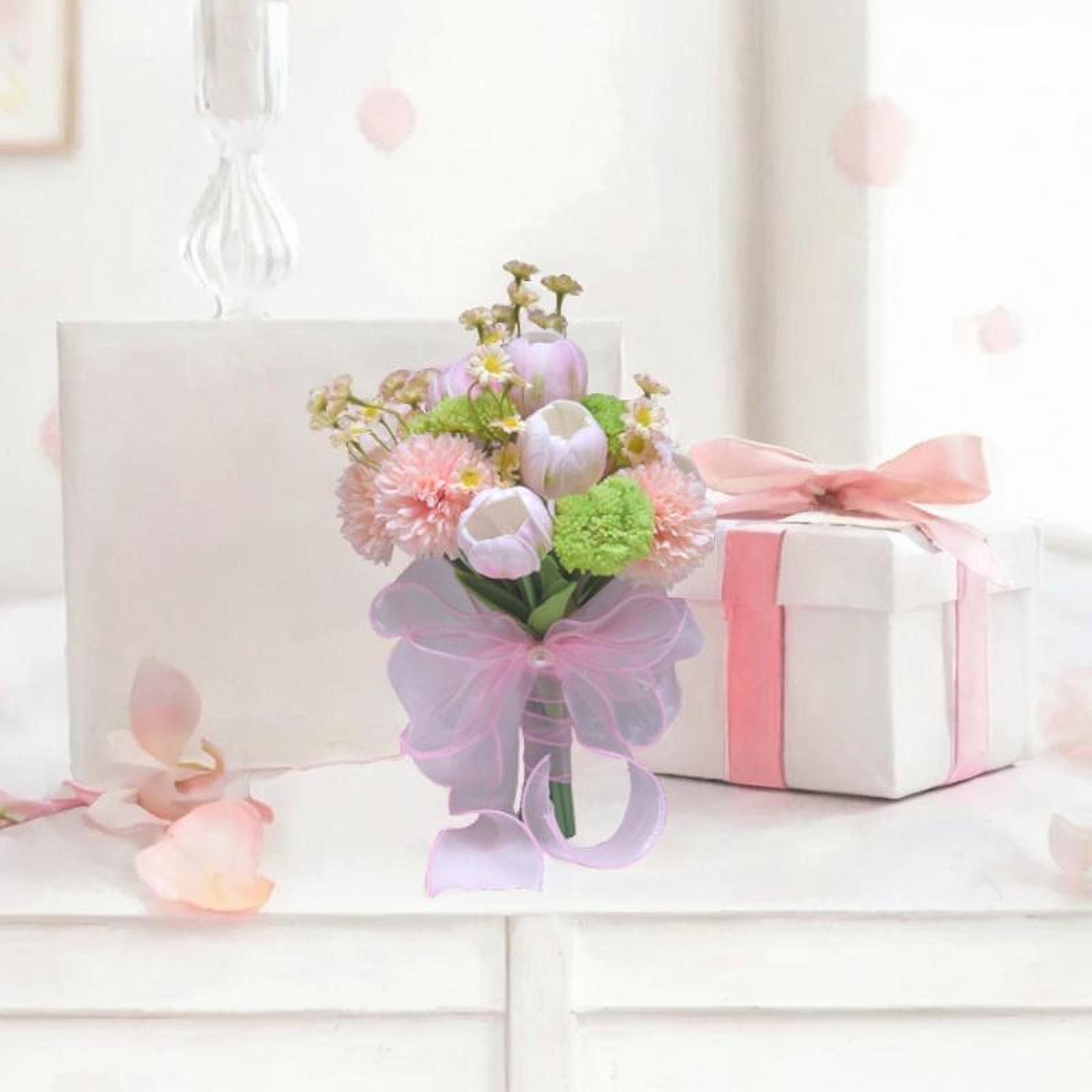 

Свадебный букет для невесты с шелковой лентой, декоративный для свадебной церемонии, реквизит для фото, юбилейная церемония, вечеринка, День святого Валентина розовый