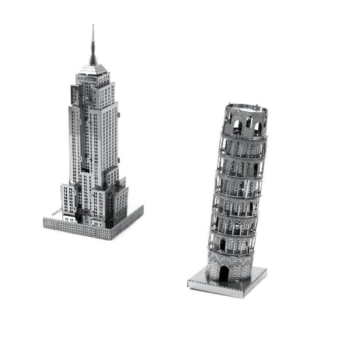 Metal Earth Fascinations Empire State Building and the Leaning Tower of Pisa Puzzle 3D En Métal