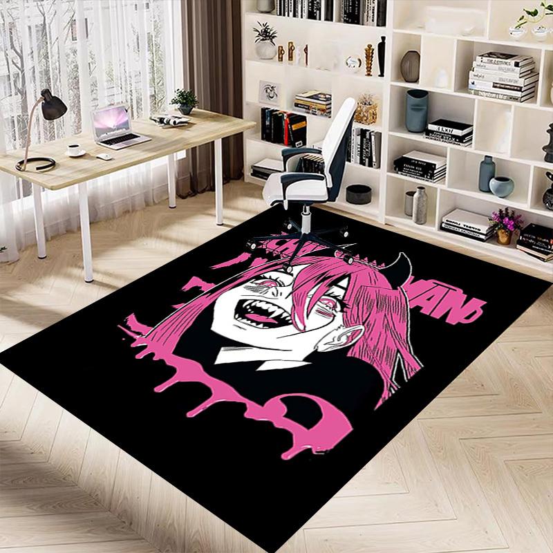 1pc Devilman Home Office, Durable Polyester Floor Mat with Easy, Office Decor, Urban Style, Nonslip Backing