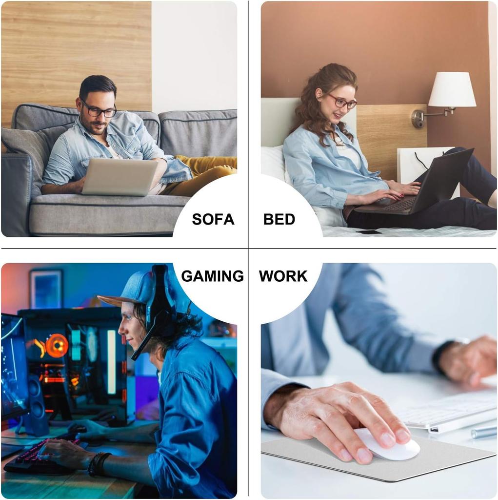 Mouse Pad Silver Hard Metal Aluminum Mouse Pad Premium Dual-Side Waterproof Fast and Accurate Control Mousepad for Office Home and Gaming Small S