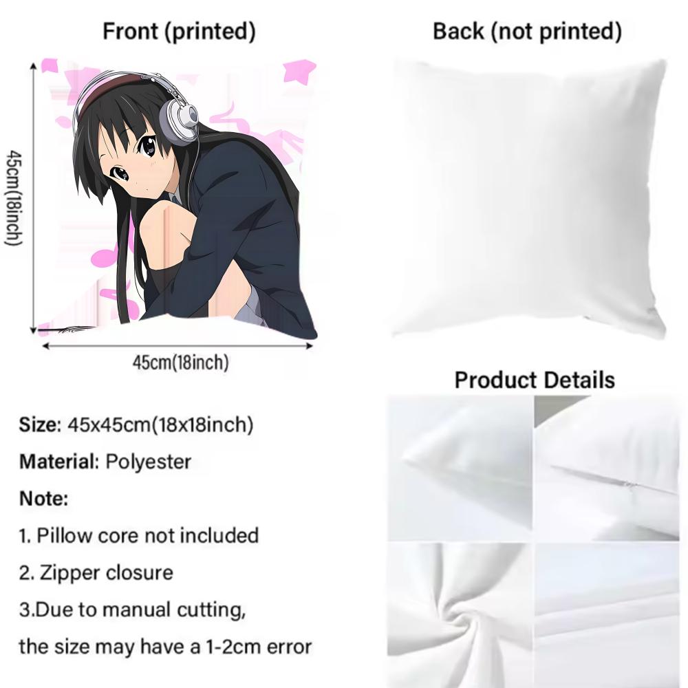 cute Anime K-K-ON Classic Cushion Cover Pattern Printed Pillowcase for Living Room Sofa Cushion Cover & Bedroom Decor