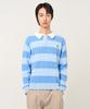 PLAC Collar Striped Knit Blue
