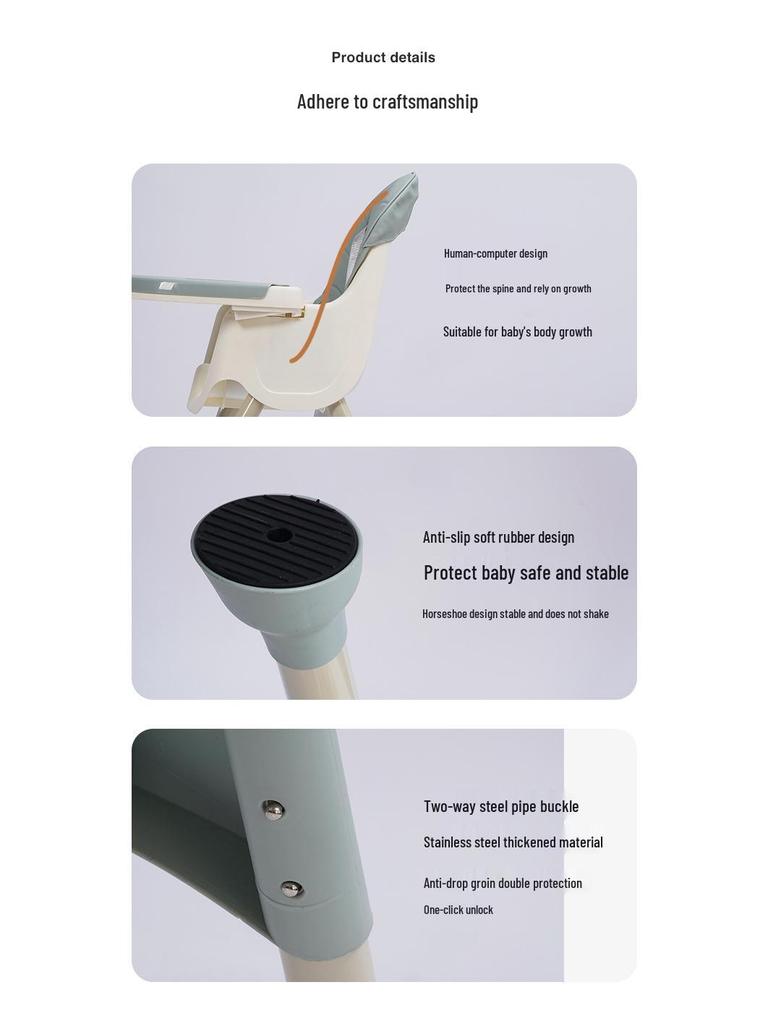 Adjustable Multifunctional Portable Baby High Chair for Feeding and Learning