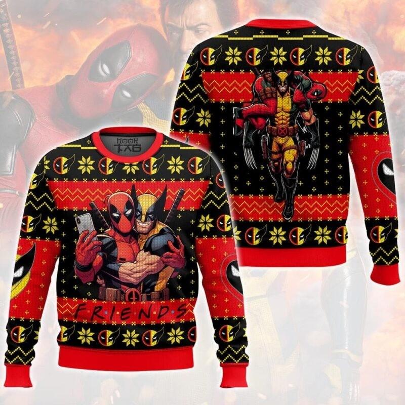 F.r.i.e.n.d Deadpool And Wolverine Ugly Christmas Sweater All Sizes Unisex T-Shirt XXL