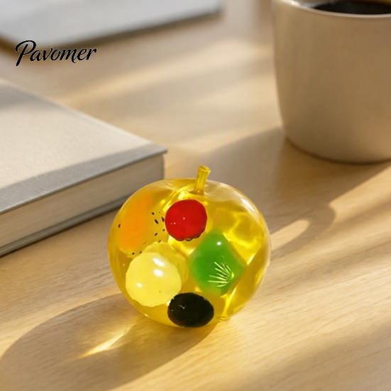 Flexible Sensory Toy Clear Bar Squeeze with Fake Fruit Inside, Stress Relief Shapeable Hand Therapy Stick Toy, Transparent Strip Figdet for
