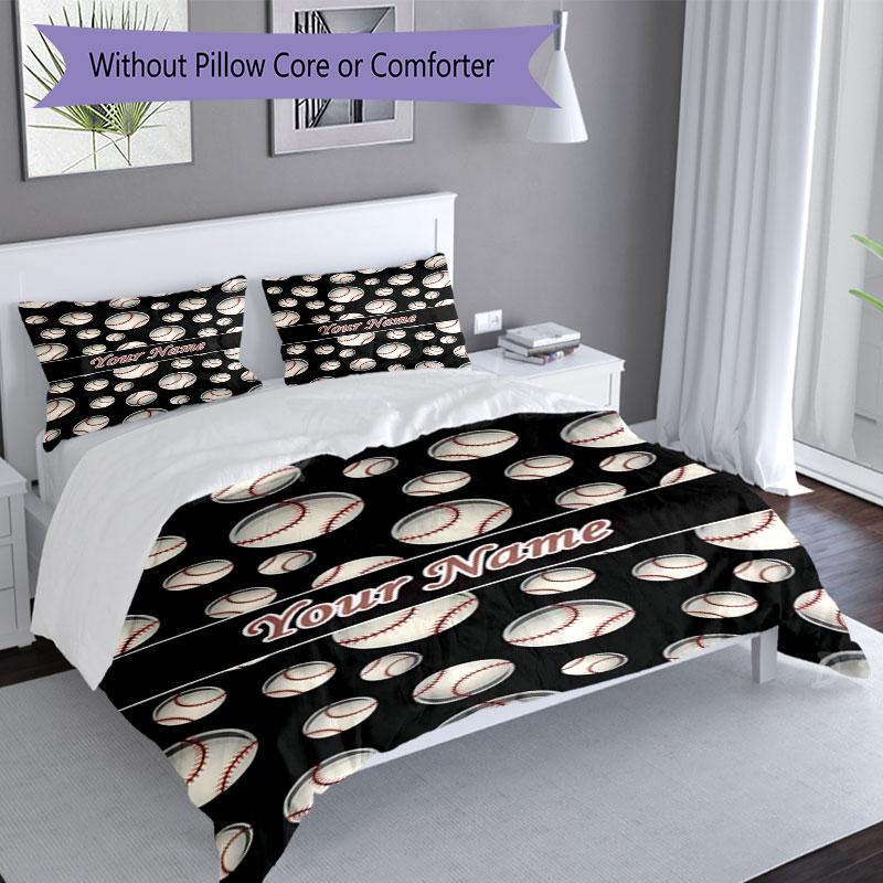 3PC Custom Name Baseball Fan Cover Bedding Set Duvet Cover Closure Includes 1 Duvet Cover & 2 Pillowcases for Bedroom