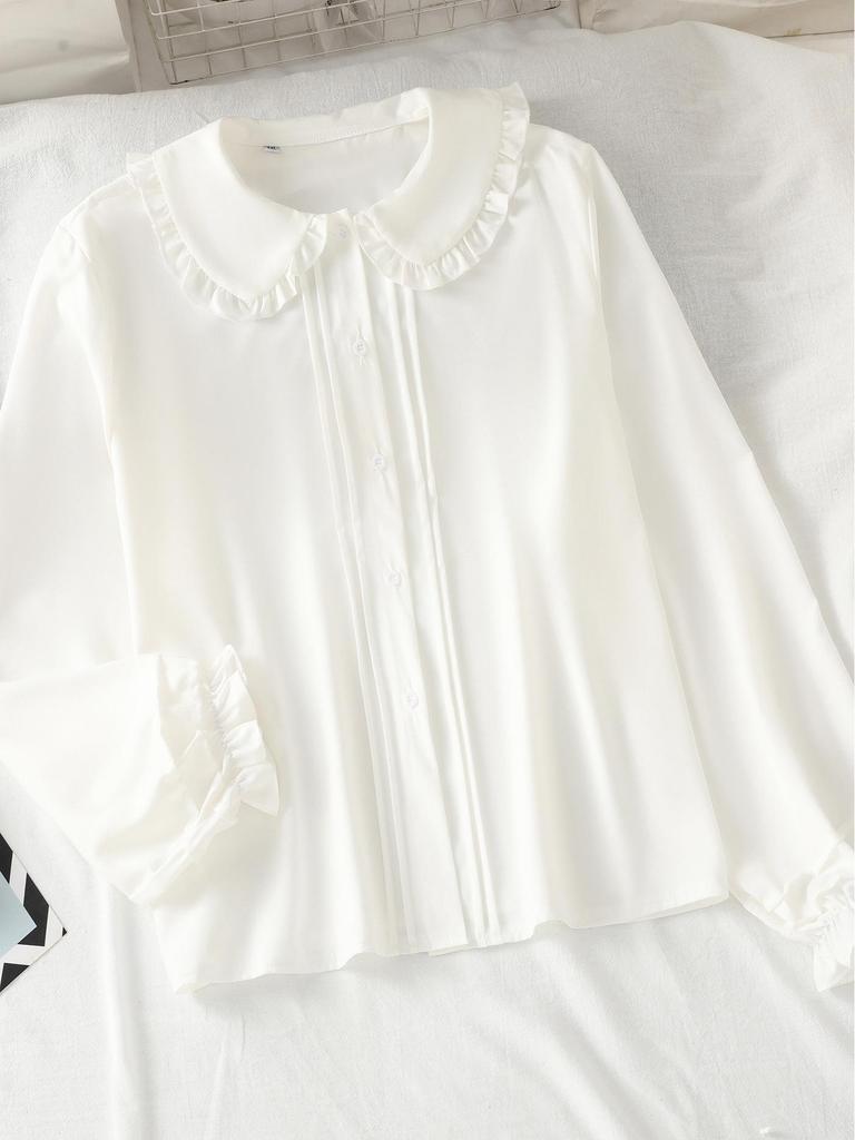 Southeast Asia-Japan-Korea Doll Collar Ruffle Lace Shirt - Women's Academy Style