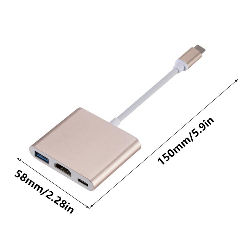 3 in 1 USB C Digital Multiports Adapter with 4K HDTV Output for Laptops and Tablets High Resolution HDTV Adapter
