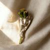 Elegant Flower Insertable Brooch Vintage Silver Glossy Pin Bouquet Brooch  Women