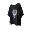 T-shirt da Donna Taglie Forti con Maniche a Tulipano in Seta Ghiacciata - Vestibilità Larga, Modellante, Stampa Estiva
