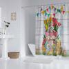 1PC Easter Bunny Easter Egg Decoration Shower Curtain, Playful rabbit theme With 12 hooks,Spring Holiday Bathroom Decoration