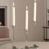 3Pcs Set of Elegant Candle Holders in Electroplated Aluminum Features Different Height for Versatiled Display