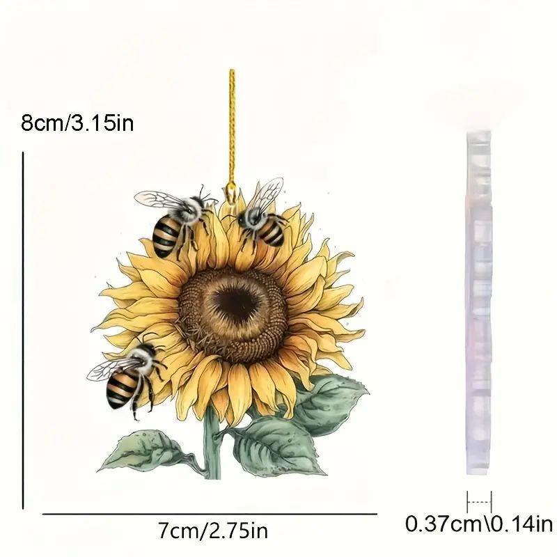 Decorative Acrylic Sunflower Car Pendant Bright Cartoon Style Ideal For Accessories Vehicle
