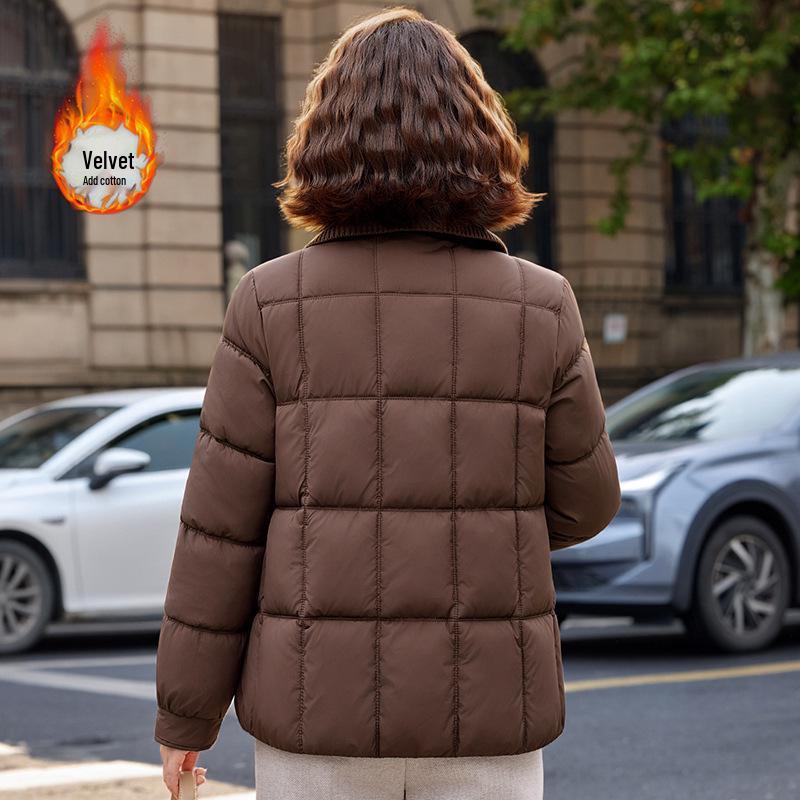 Mom's 2025 Winter Lapel Cotton Jacket - Stylish Padded Short Jacket for Middle-aged and Elderly Women