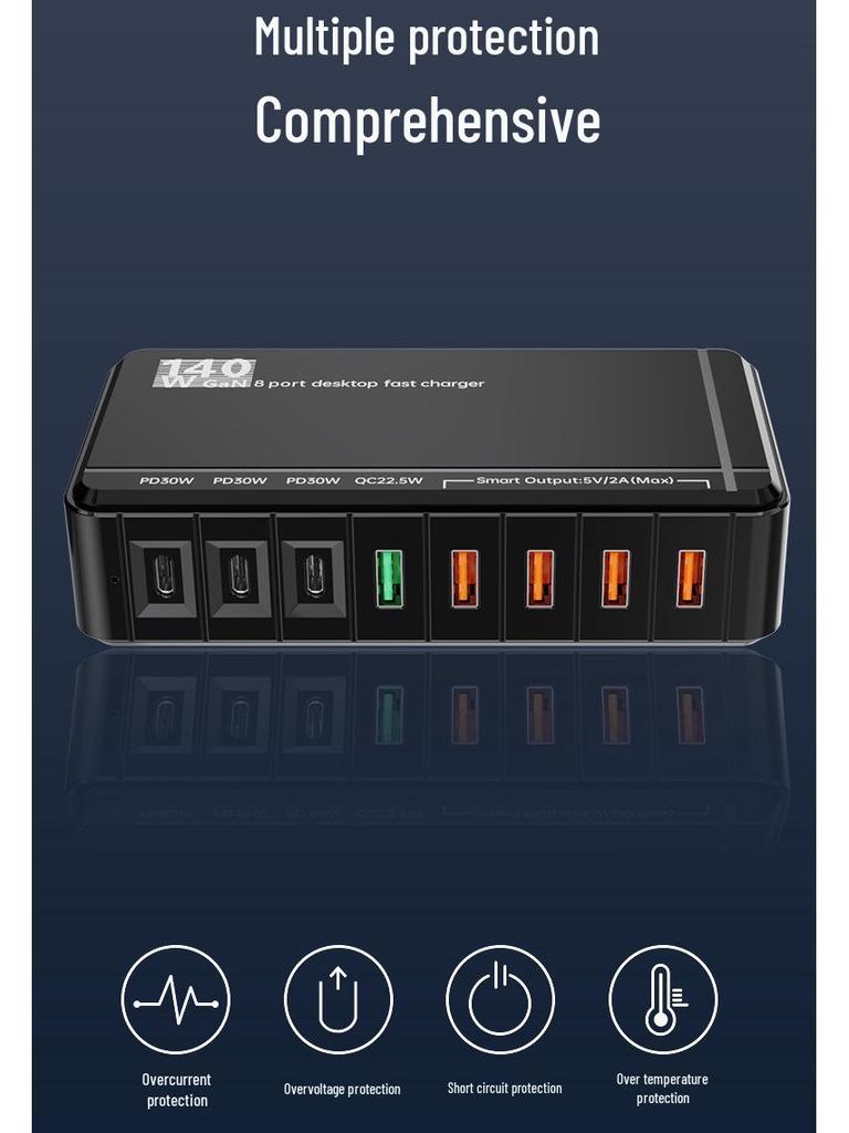 Chargeur USB en nitrure de gallium à charge rapide multi-ports