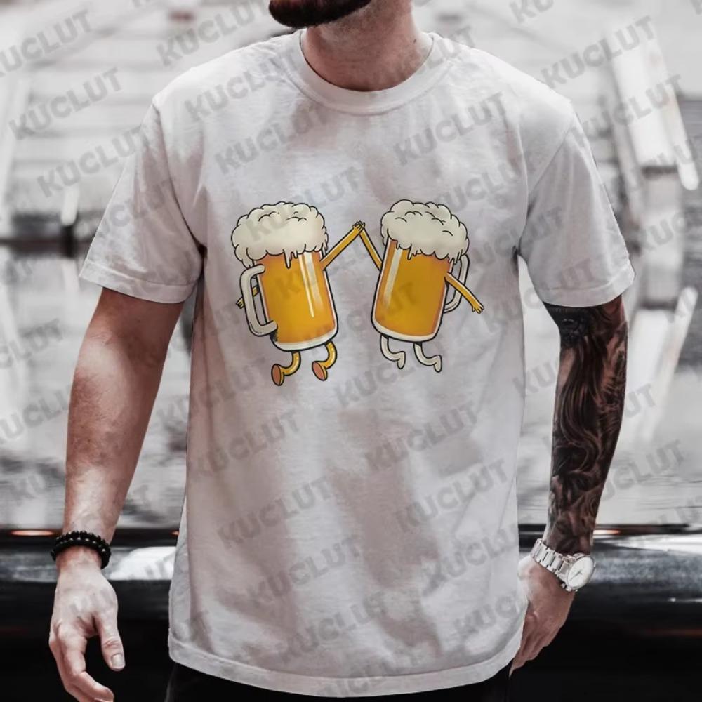 T Shirt for Men Drinking Party Team Matching Tees Cheers Beer Graphic Y2k Tops Fashion Beer DAY Plus Size Outfit Streetwear