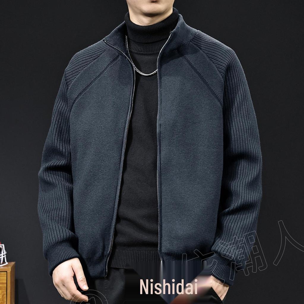 Herren High-Neck Weiße Daunenjacke: Strickmantel Pullover für Herbst/Winter 2025, Lässig und Übergröße.