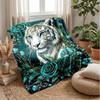 Elegant Tiger Roses Diamonds Theme blanket Lightweight Warm Flannel Blanket Decorative Throw Blanket for Home Decoration