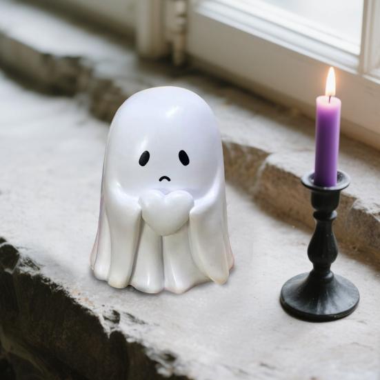 Halloweenská dekorace duchů Roztomilé strašidelné figurky duchů Zábavné ozdoby duchů Pryskyřice Vnitřní domácí dekorace na polici Stůl