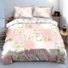 Pink Floral Patchwork Bedding Set 3PCS Sweet Pastoral Style Duvet Cover Pillowcases Soft Polyester Bed Linen for Girls Bedroom
