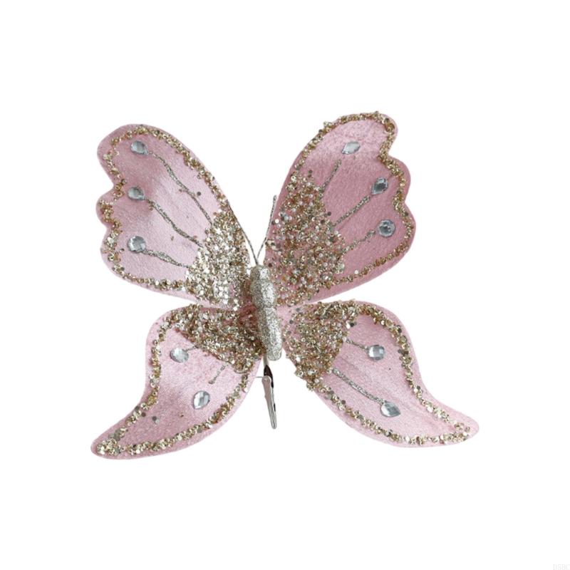 Foam Cloth Butterfly Ornament 25Cm Glittering Wing Christmas Tree Hanging Decoration For Fireplaces Doorway Display