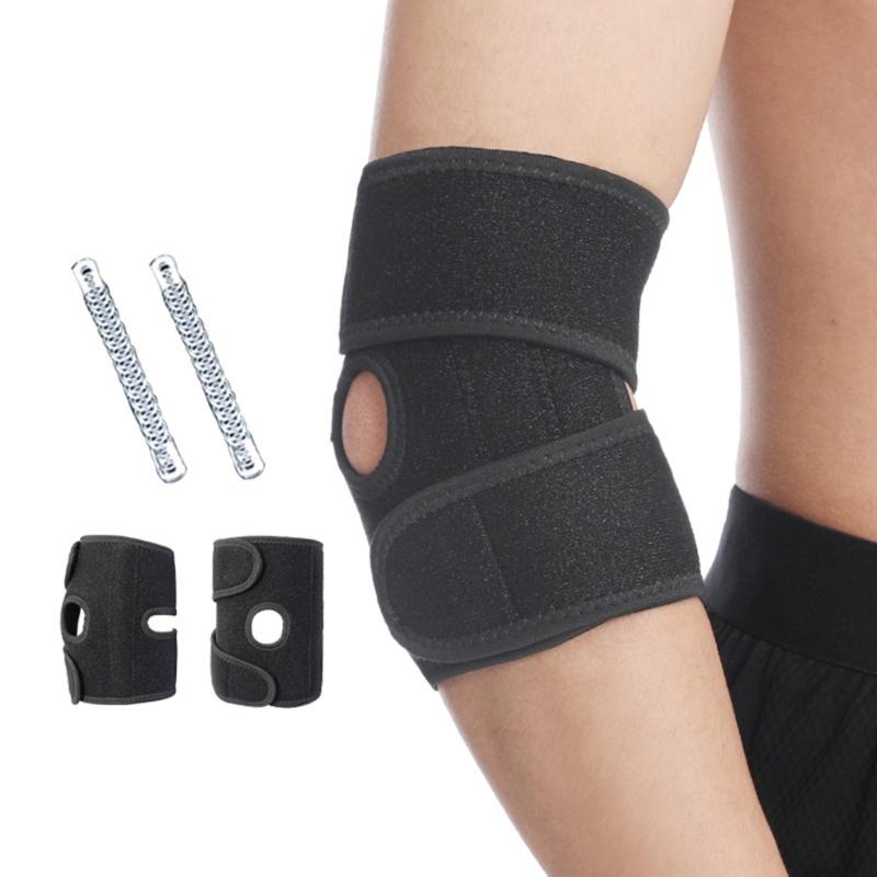Elastic Elbow Support Brace Breathable Elbow Sleeve with Metal Spring Stabilizing Support for Basketball Sport Fitness