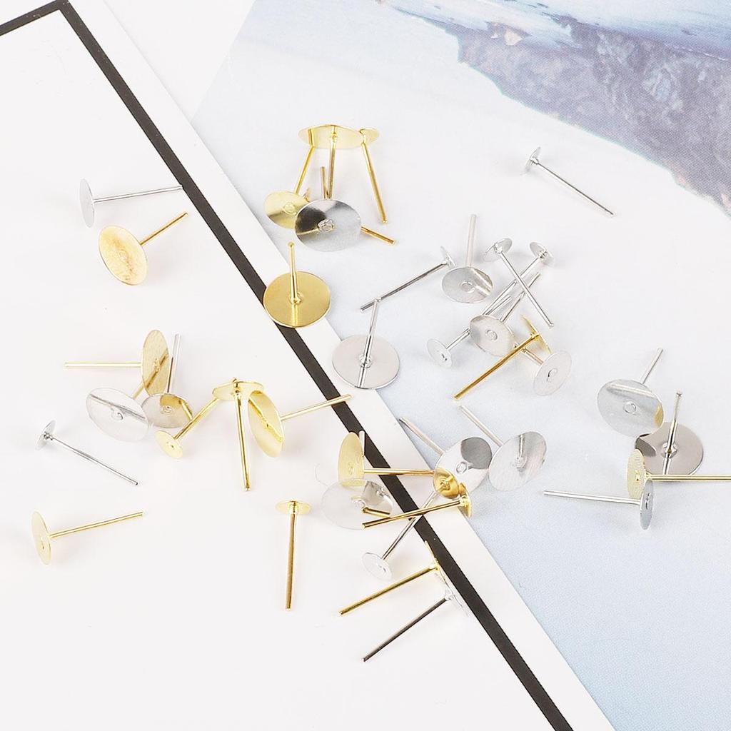 Accesorii pentru cercei de fier pentru 100 de bucăți pentru realizarea de bijuterii, lucrate manual, fără dopuri de urechi incluse