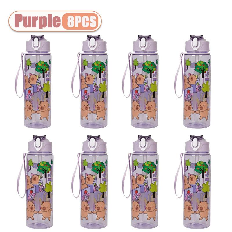 1-10PCS Capybara Cartoon Water Bottle with Straw for Gift Lightweight Dishwasher Round Reusable Whimsical Design