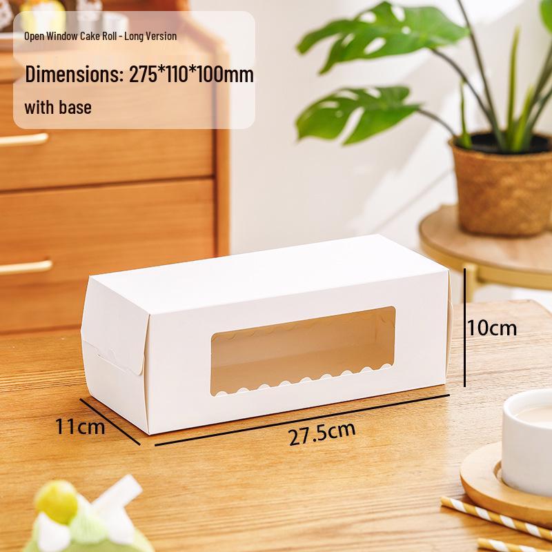 Swiss Roll & Mousse Dessert Packaging Box with Hand-Carry Feature for Whole and Half Rolls