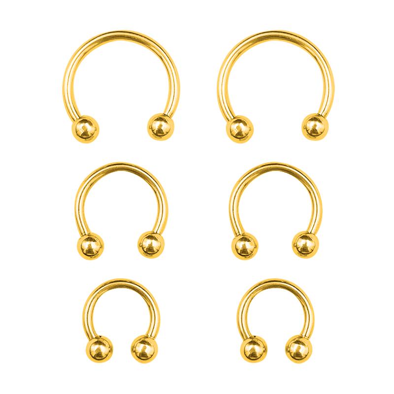 6PCS/Set Metal Horseshoe Fake Nose Ring C Clip BCR Septum Lip Stainless Steel Piercing Falso Nose Rings Hoop for Women Men
