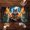 Ігровий килимок для Magic Card Battle із зонами, тематика Фентезійний Вовк-Воїн, килимок для гри MTG, килимок для настільної гри, килимок для столу, килимок для гри Commander Battle