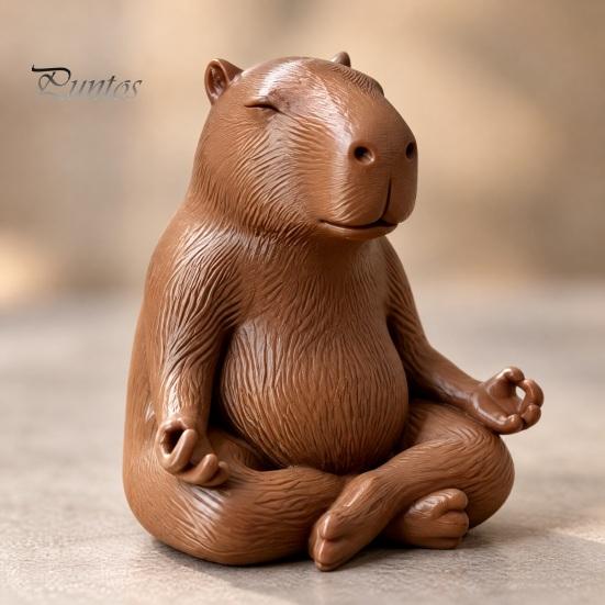 Meditating Animal Sculpture Capybara Figurine, 3D Printed Yoga Statue, Zen Cute Statue Ornament for Home Office Shelf Decoration Relaxing Room