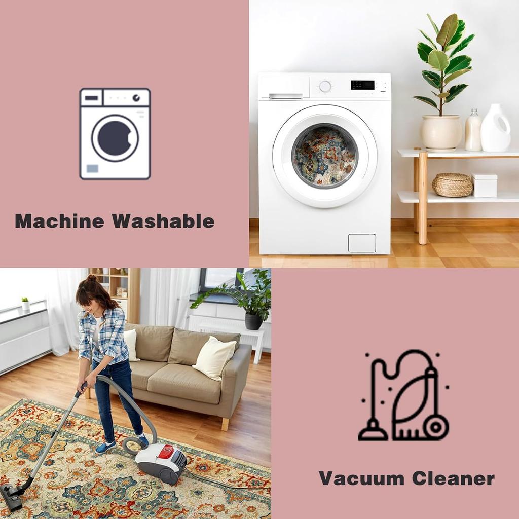 National Style Imitation Cashmere Washed Back Carpet Retro Living Room Plush Carpet Sofa Coffee Table Bedroom Floor Mat