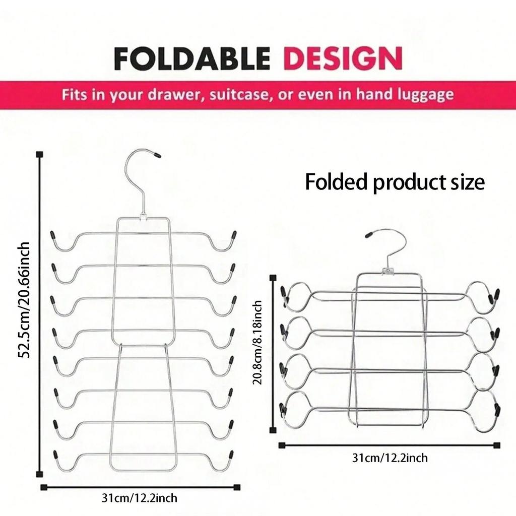 1pc Multi Layered Hangers with Foldable Hanging Hangers for Storing Household Tie Racks In Clothing Stores-random Color