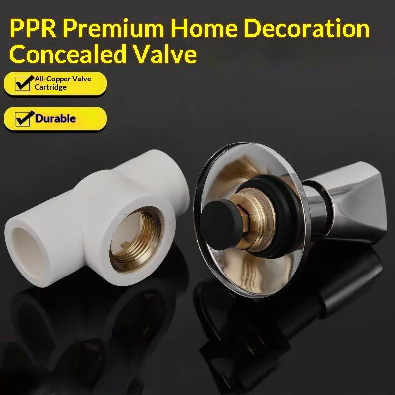 Water Flow Control Stop Valve Dark 1/2 Threaded PPR Cross Wheel Slow Opening for Home Plumbing Replacement