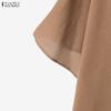 ZANZEA Women 3/4 Sleeve Asymmetrical Blouse And Long Pants Breathable Casual Two Piece Suit Sets